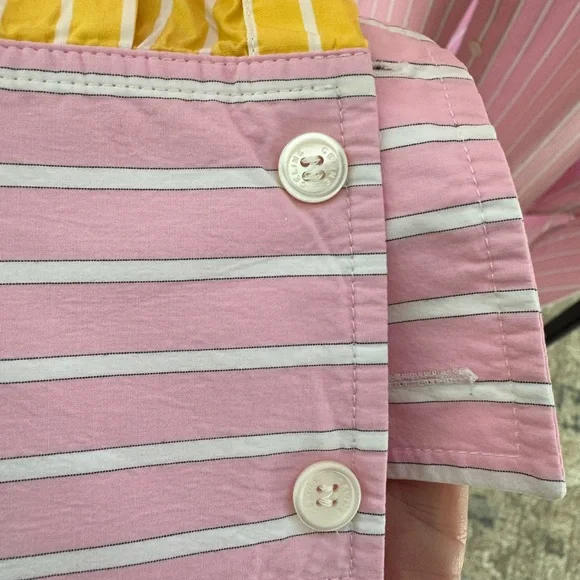 CELINE Pink and Yellow Striped Button Down Shirt - Picture 3 of 4